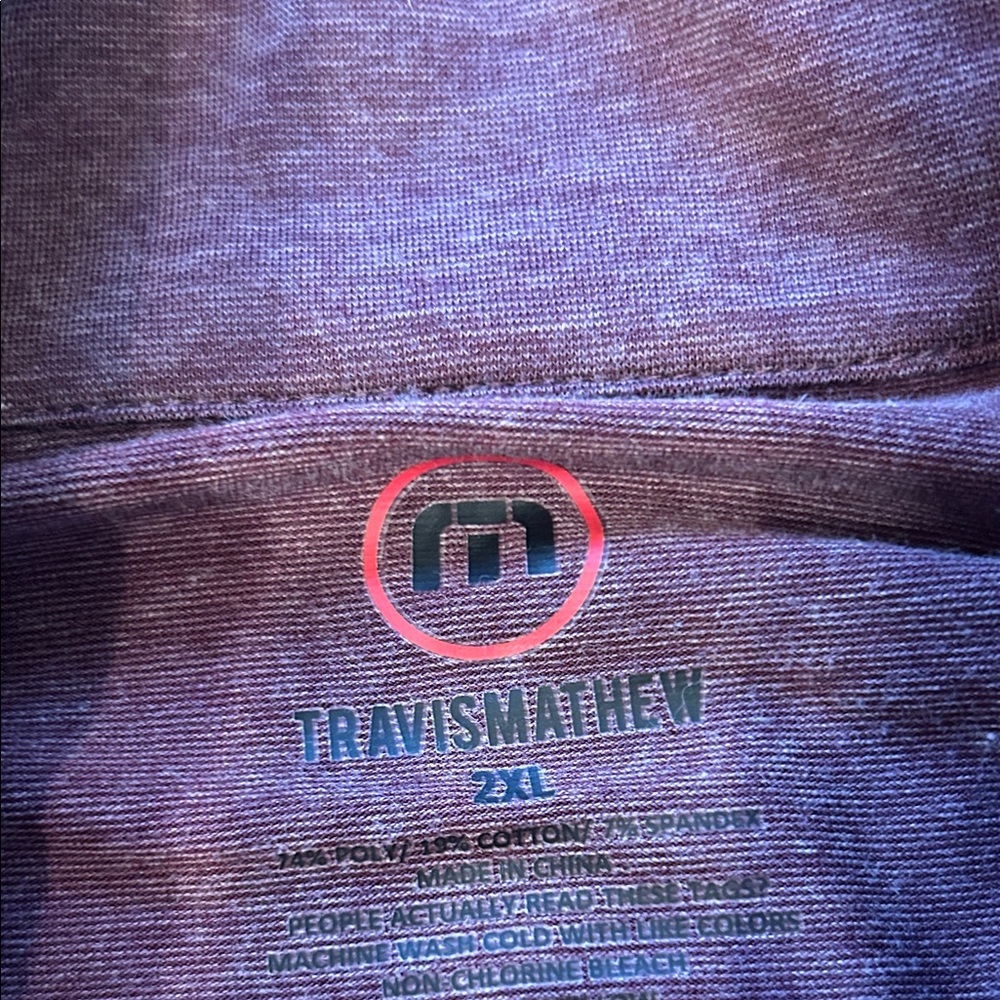 Travis Mathew Men's Maroon Heather Quarter-Zip Pullover - Picture 4 of 11